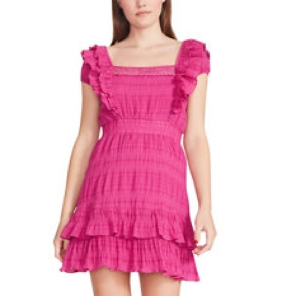 Betsey Johnson Short Ruffle Sleeve Solid Cotton Dress - Picture 2 of 2